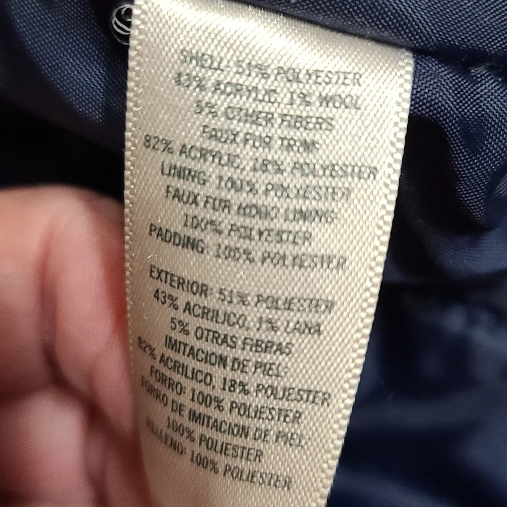Osh Kosh B'Gosh Toddler Girls‎ Coat 1%Wool Blend Navy Sparkly Hooded Size 4 EUC
