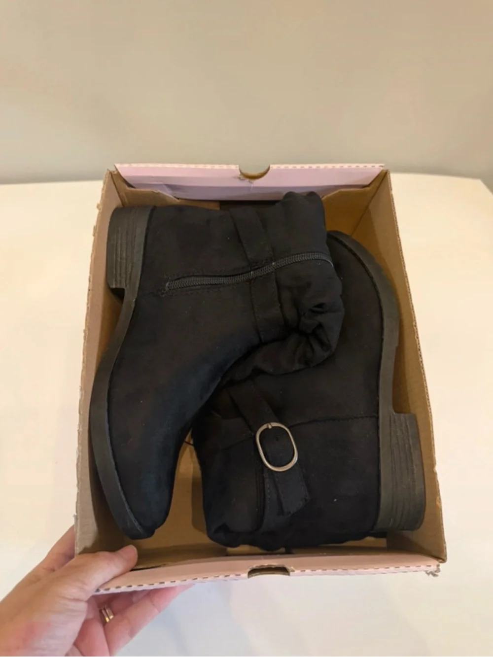 Black Mid-Calf Buckle Strap Women's Boots