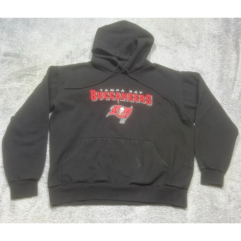 Tampa Bay Buccaneers Hoodie Mens XL Black NFL‎ Football Pullover Sweatshirt SPOT
