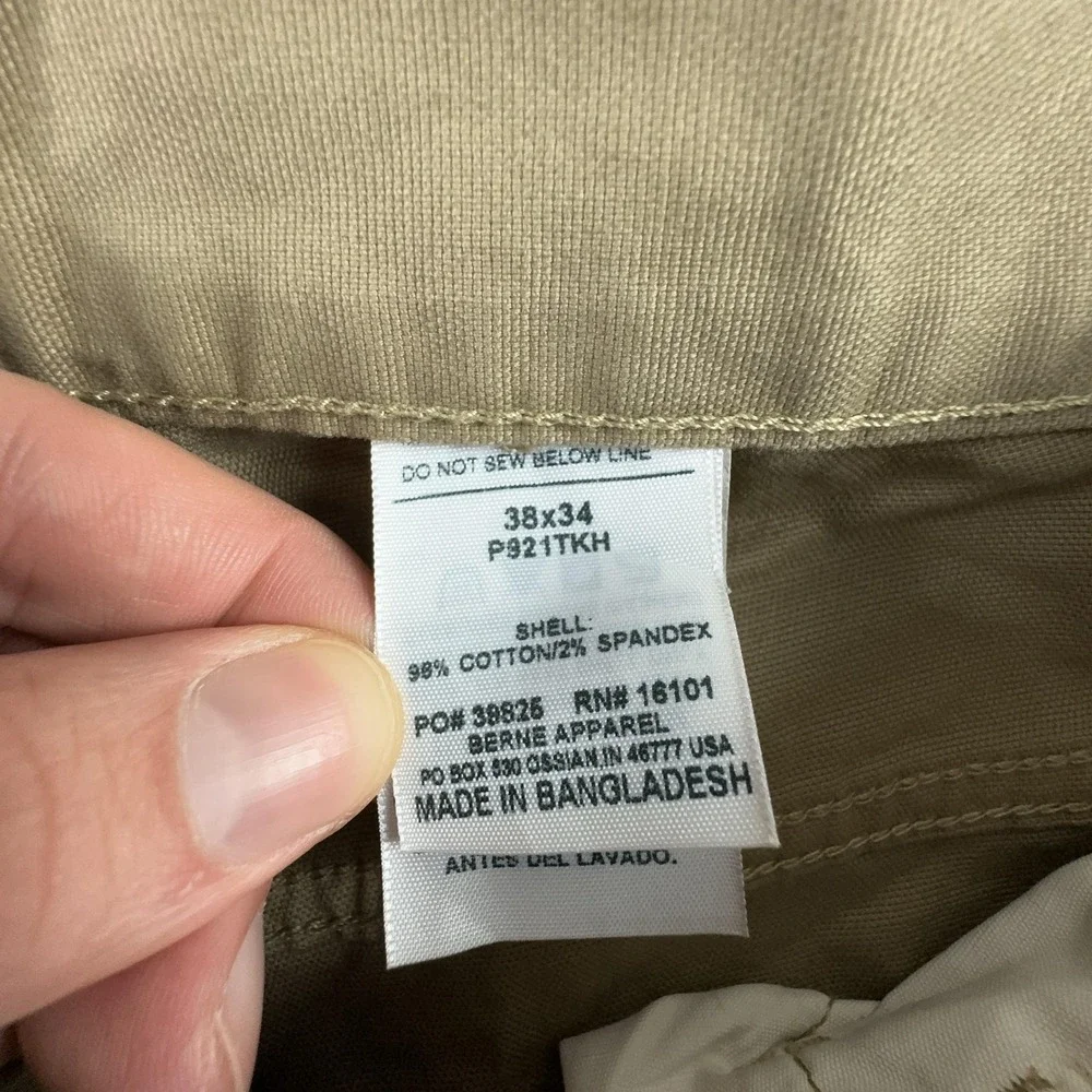 Berne Highland Flex Carpenter Pants Mens‎ 38x34 Khaki Relaxed Stretch Workwear