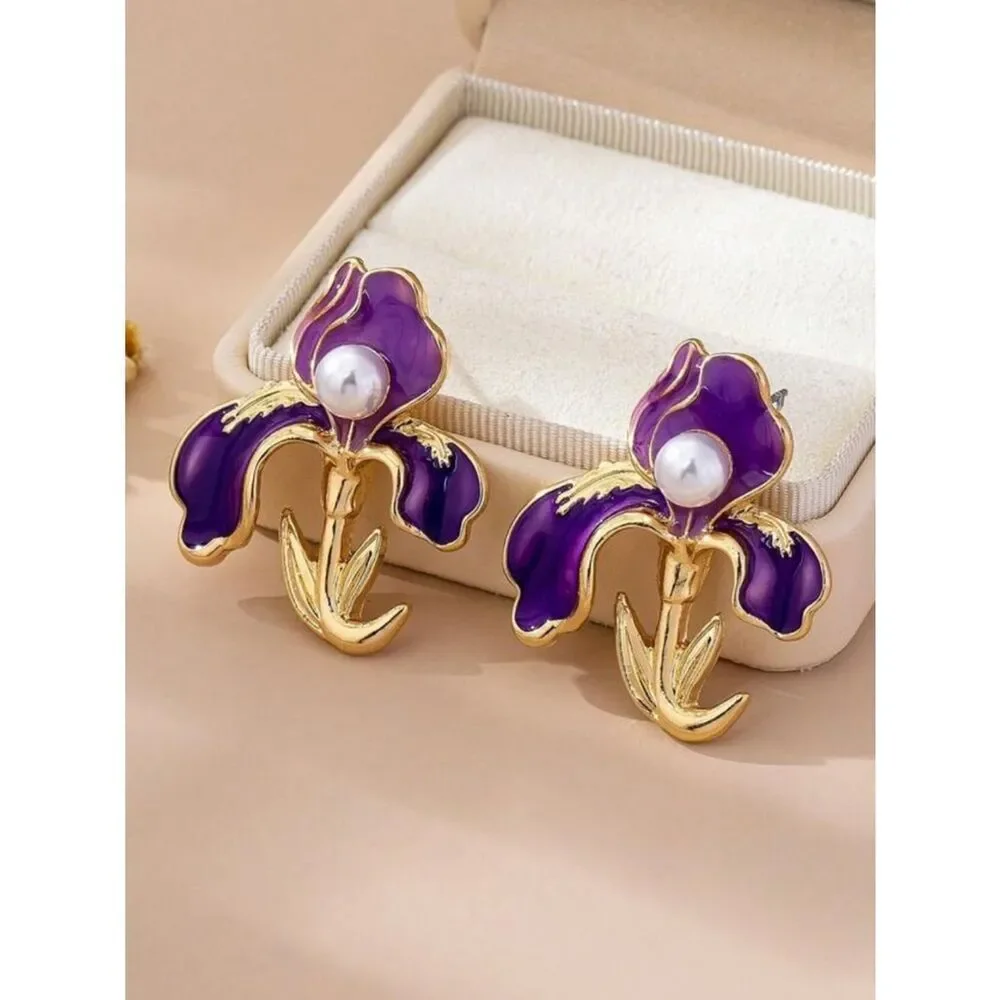 Purple flower earring A1826