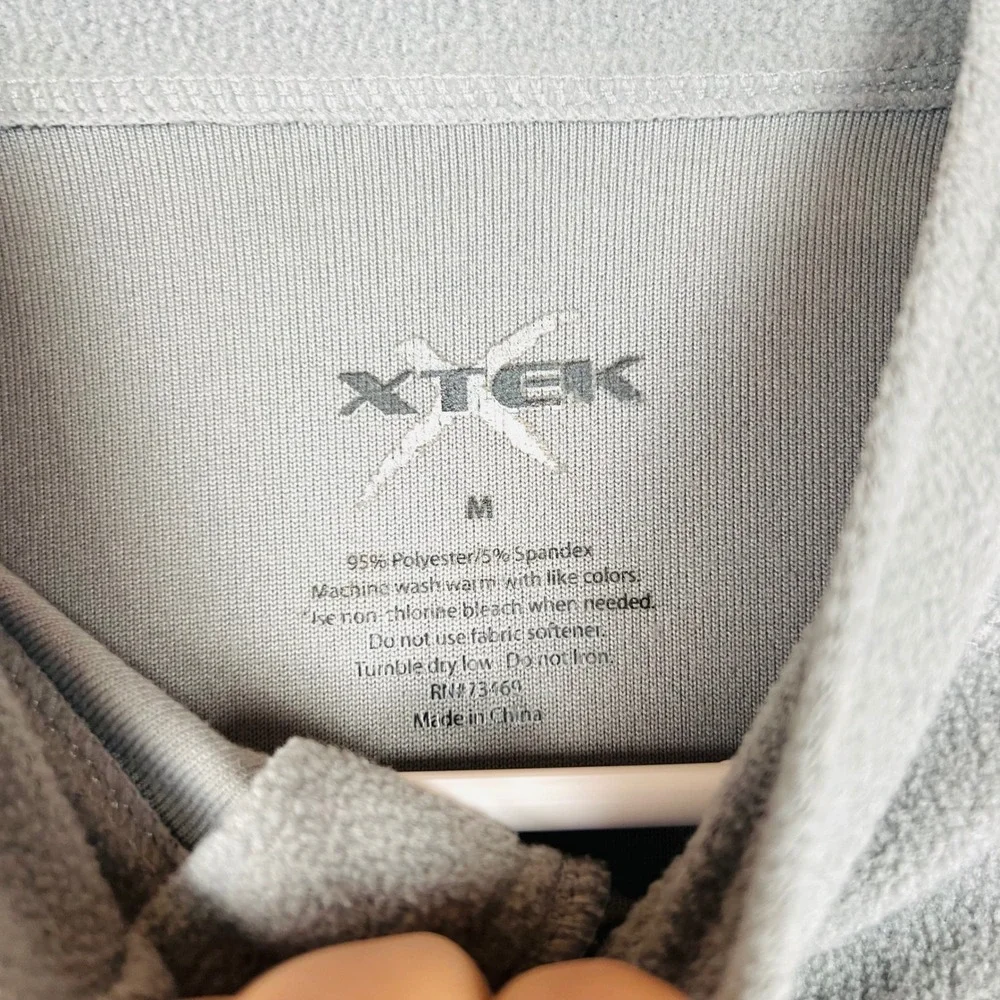 XTEK Womens Gray Quarter Zip Fleece Pullover Mock‎ Neck Active Top Size M