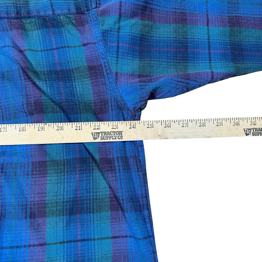 VTG 90s Columbia‎ Blue Plaid Flannel Button Down Shirt Men's L Oversized Grunge