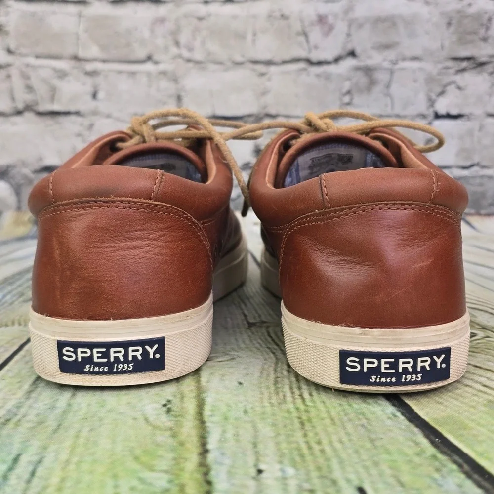 Sperry Striper II CVO Sneakers Mens 10 Brown Leather Low Top Boat Shoes STS22980
