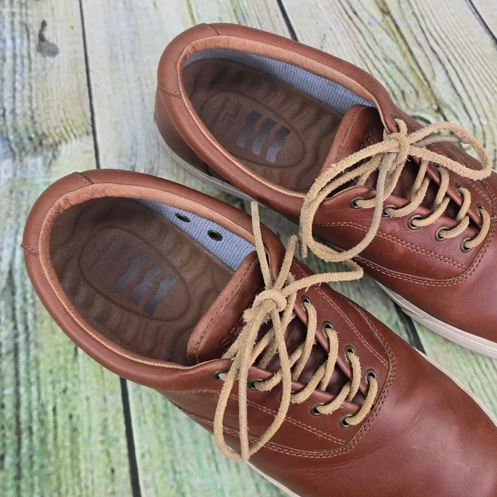 Sperry Striper II CVO Sneakers Mens 10 Brown Leather Low Top Boat Shoes STS22980