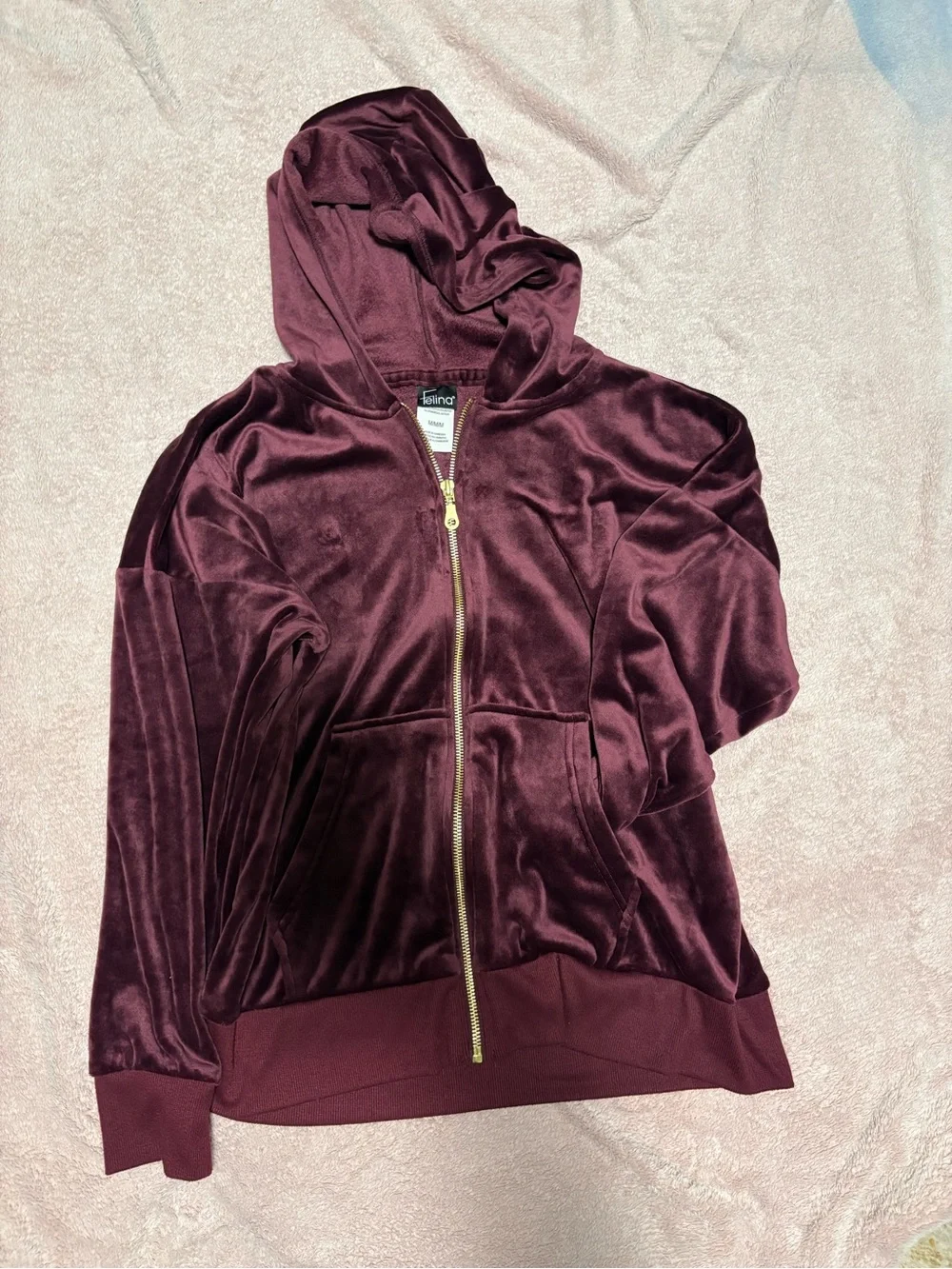 Felina Velvet Zip Hoodie - Burgundy