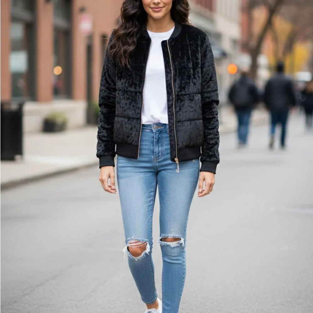 Juicy Couture‎ Black Velvet Bomber Jacket