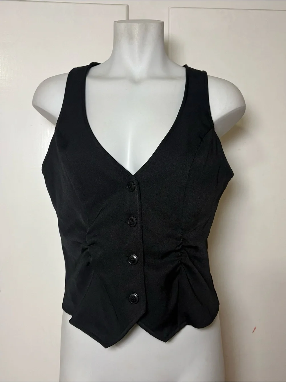 Y2K Stooshy Black Ruched Cropped Vest