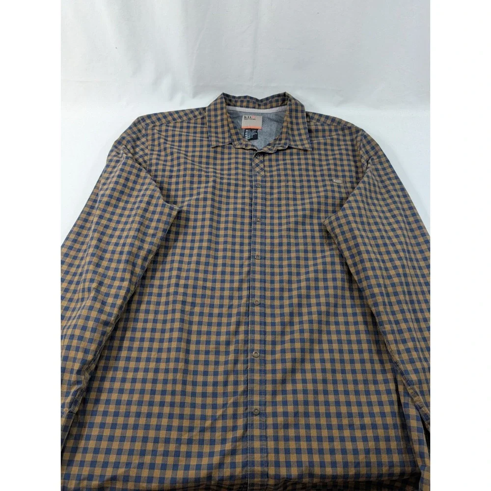 5.11 Tactical Shirt Mens 2XL Snap‎ Up Brown Plaid Long Sleeve Workwear