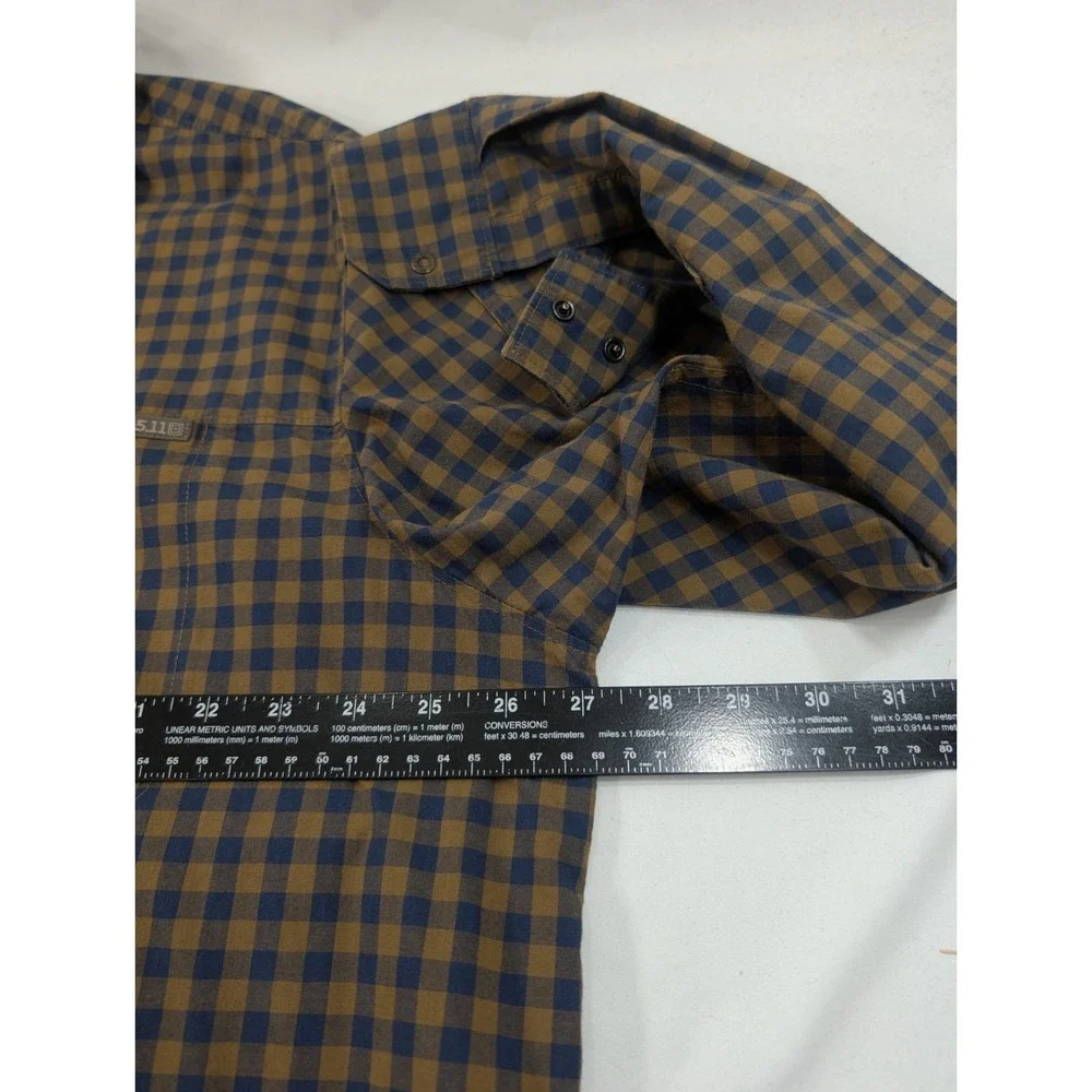 5.11 Tactical Shirt Mens 2XL Snap‎ Up Brown Plaid Long Sleeve Workwear