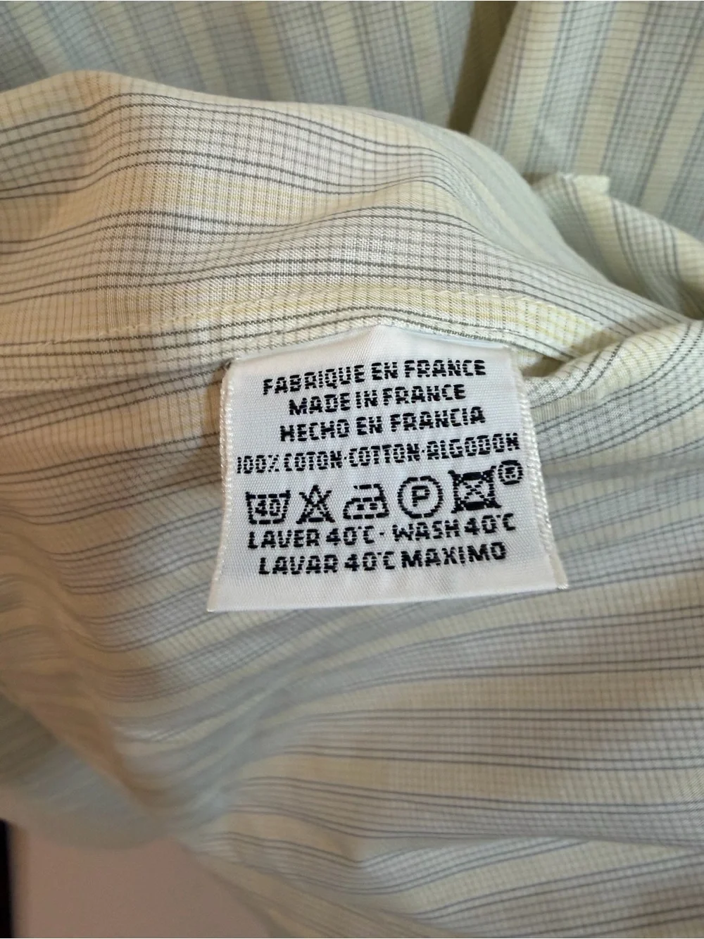 HERMÈS Men's White/Blue/Yellow Striped Cotton Button Dress Shirt 16 France