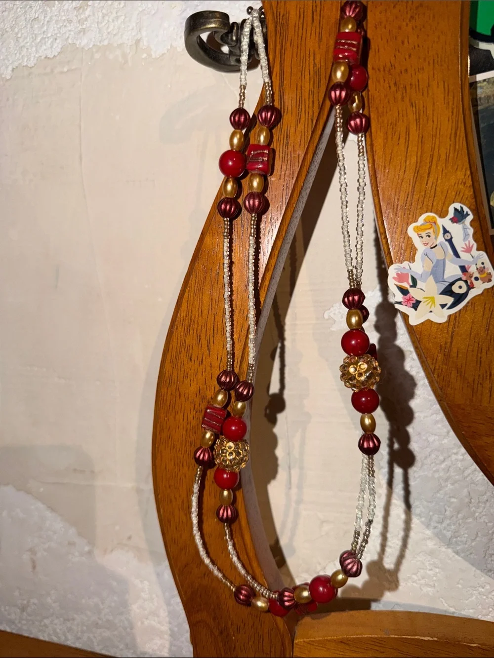 Hand Crafted Red and Gold Layered Beaded Necklace