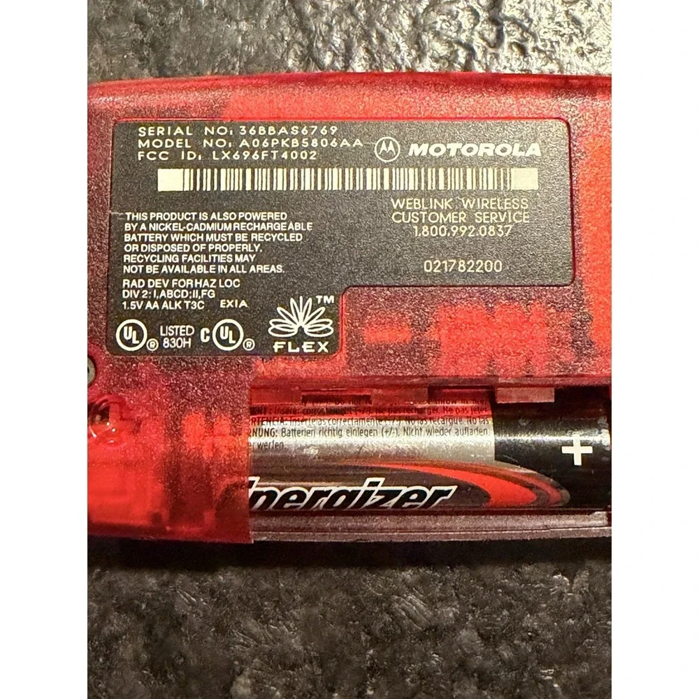 Vintage Motorola T900 Talkabout 2-Way Pager Red Missing Battery‎ Cover