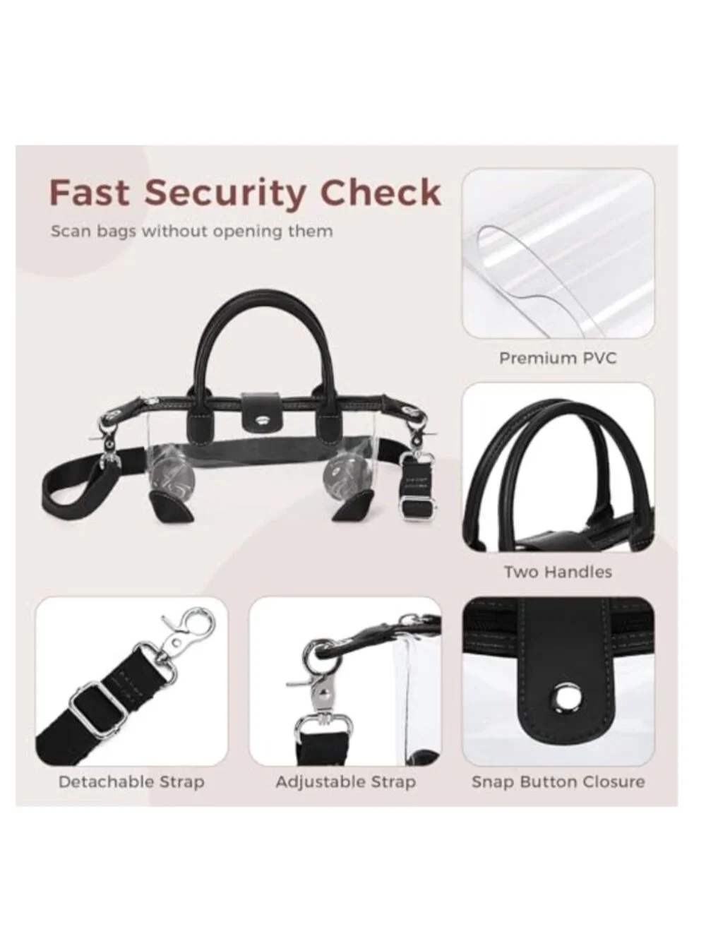 Clear Stadium Approved Crossbody Bag for Women Concerts Sports Events PVC