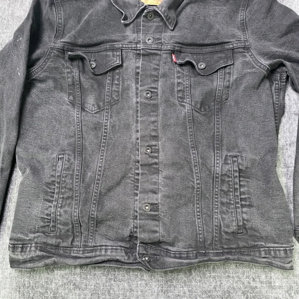 Levi's Trucker Jacket Mens XL Faded Black Type 3 III Denim Jean Distressed Punk