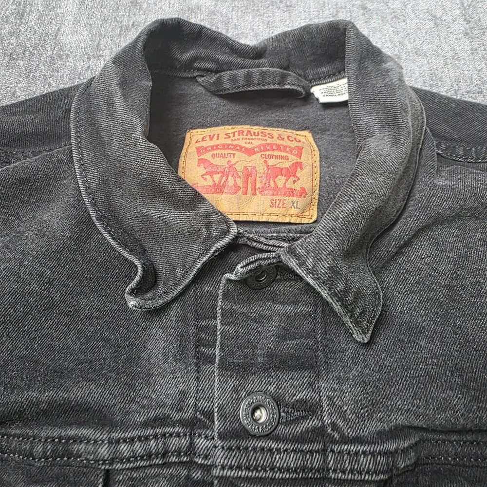 Levi's Trucker Jacket Mens XL Faded Black Type 3 III Denim Jean Distressed Punk