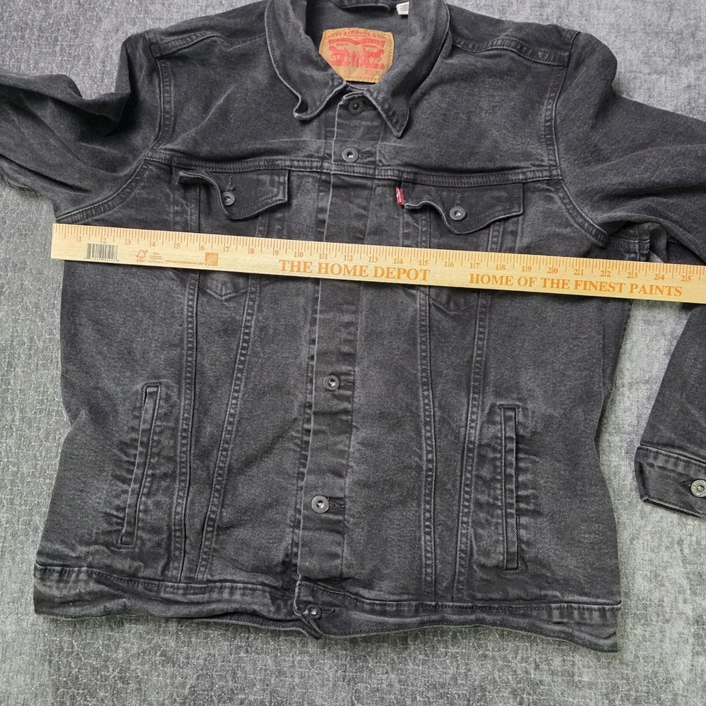 Levi's Trucker Jacket Mens XL Faded Black Type 3 III Denim Jean Distressed Punk