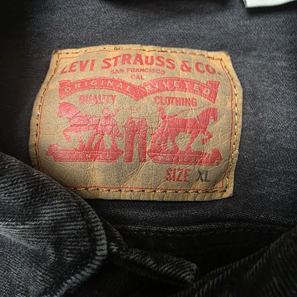 Levi's Trucker Jacket Mens XL Faded Black Type 3 III Denim Jean Distressed Punk