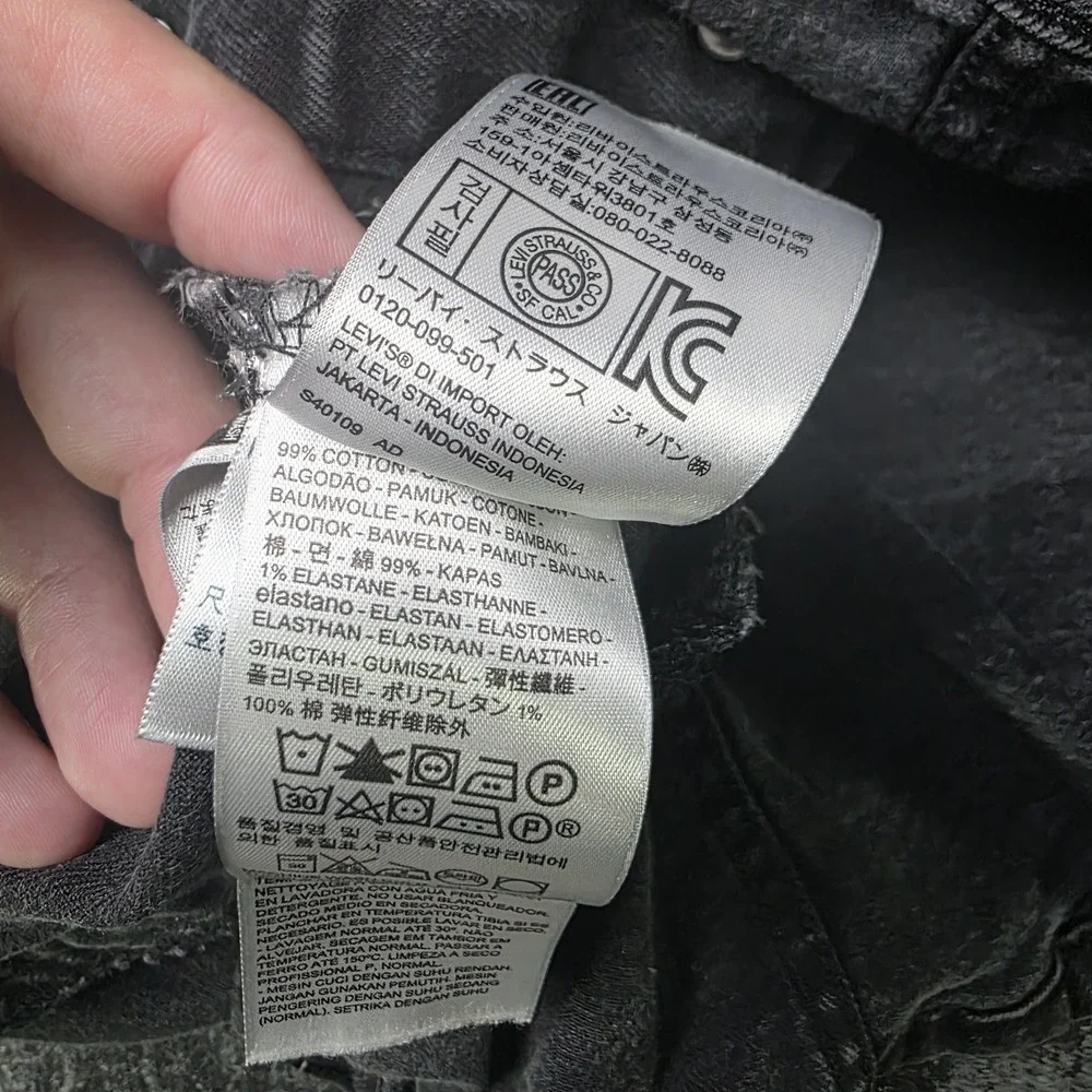 Levi's Trucker Jacket Mens XL Faded Black Type 3 III Denim Jean Distressed Punk