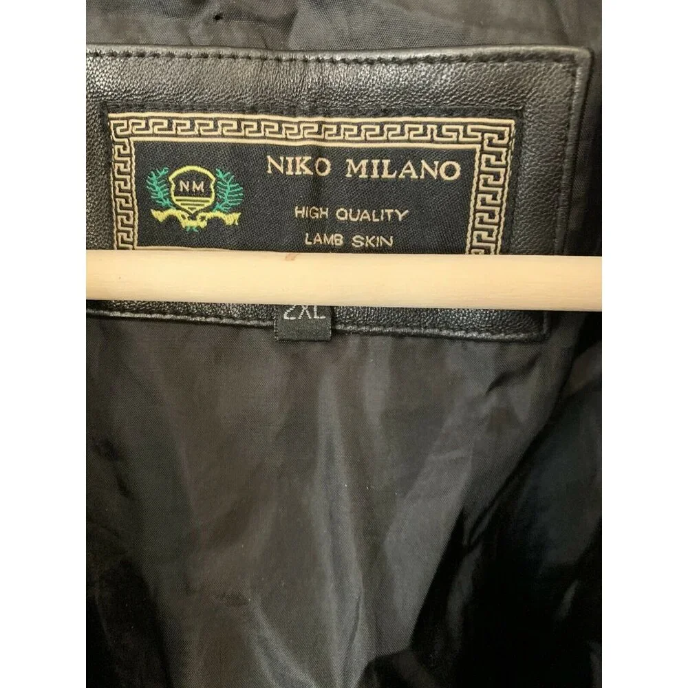 Niko Milano Jacket Men’s Sz 2XL‎ Soft Lambskin Full Zip Black