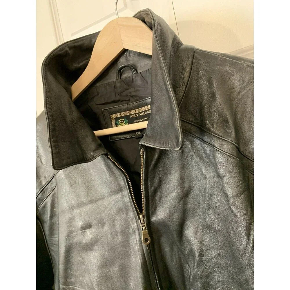 Niko Milano Jacket Men’s Sz 2XL‎ Soft Lambskin Full Zip Black