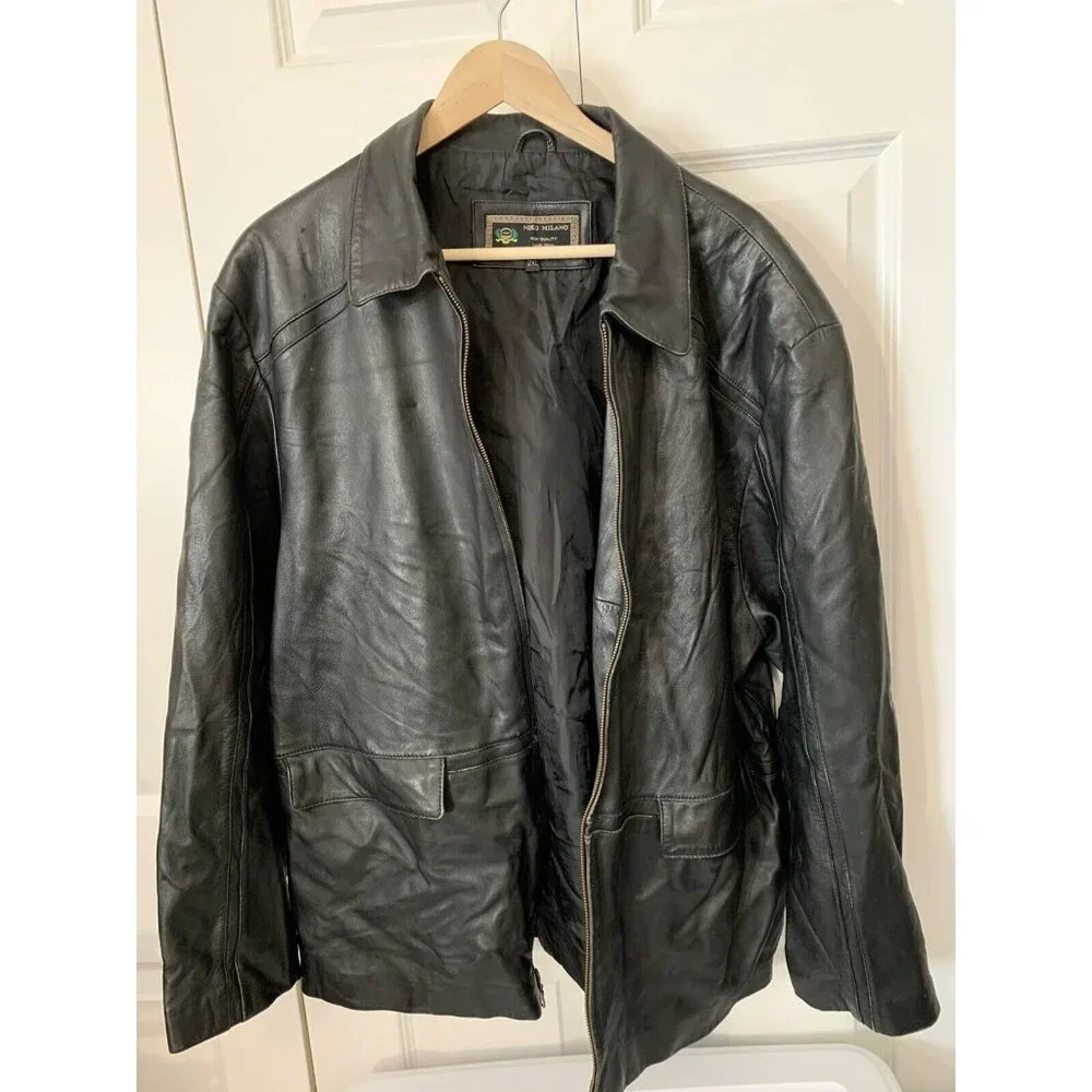 Niko Milano Jacket Men’s Sz 2XL‎ Soft Lambskin Full Zip Black