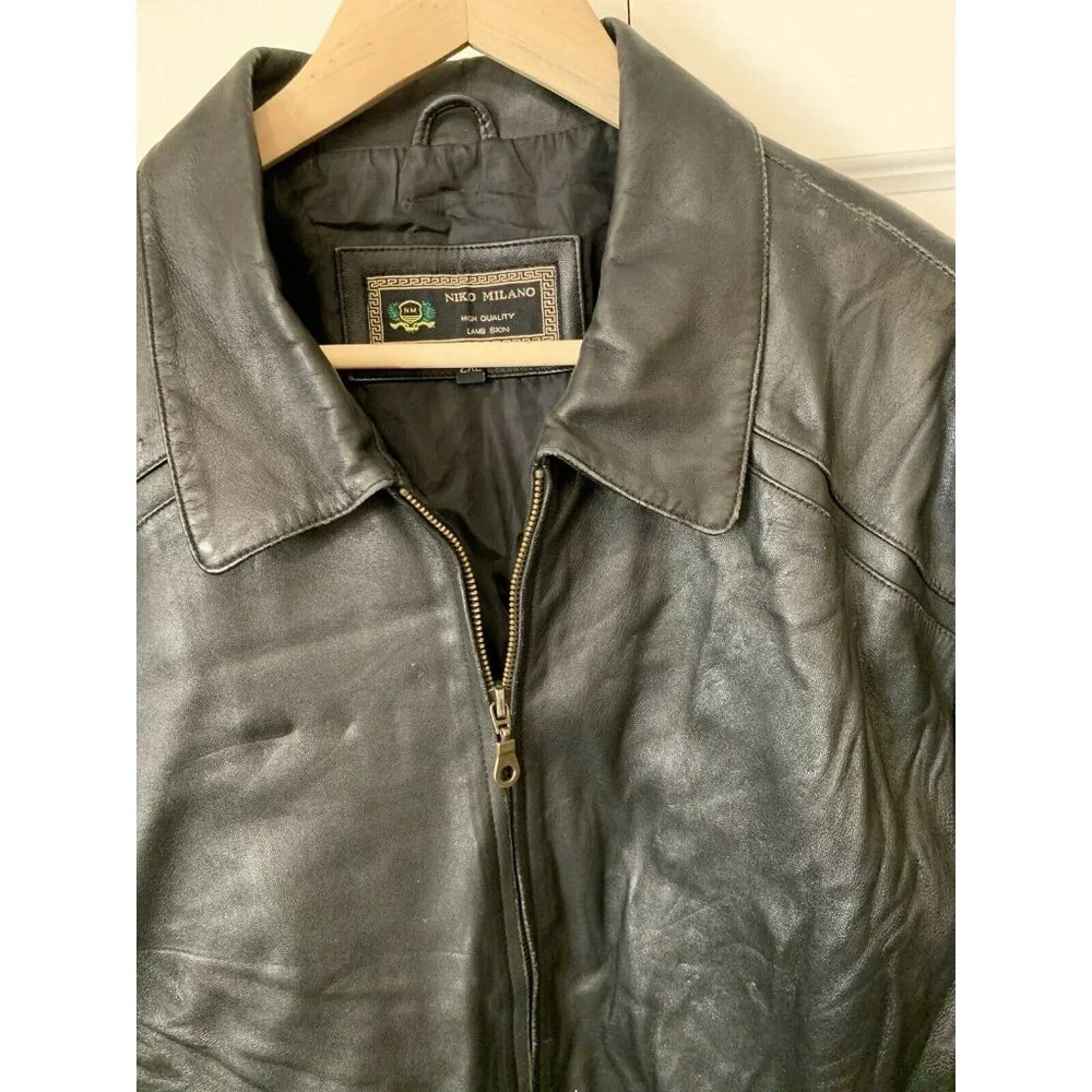 Niko Milano Jacket Men’s Sz 2XL‎ Soft Lambskin Full Zip Black