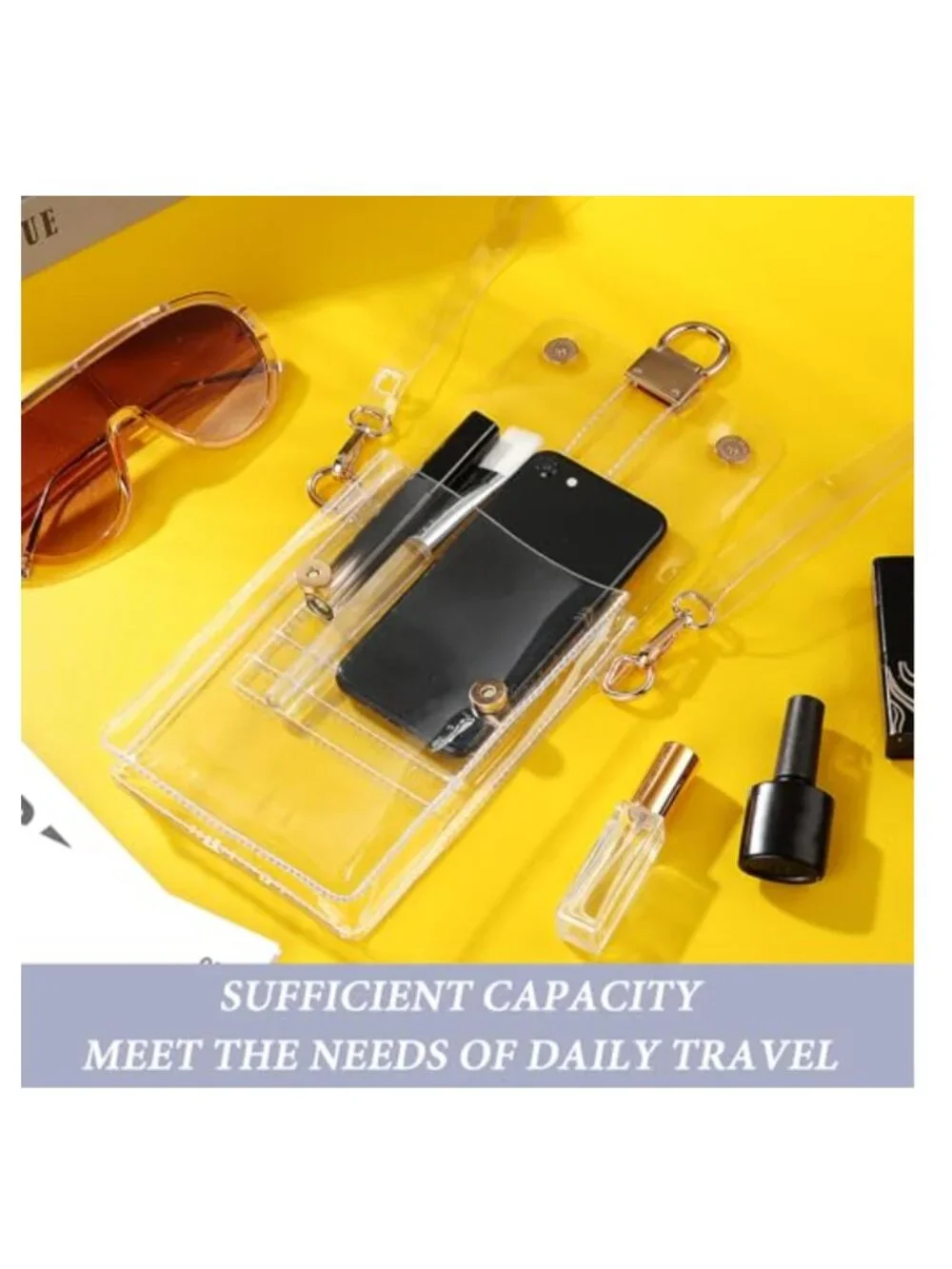 2 Pack Clear Crossbody Bag Stadium Approved PVC Transparent Purse Women