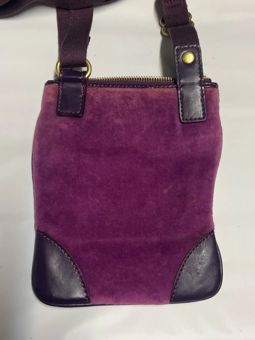 Vintage Juicy Couture Plum Velvet Crossbody Bag with Embroidered Crest
