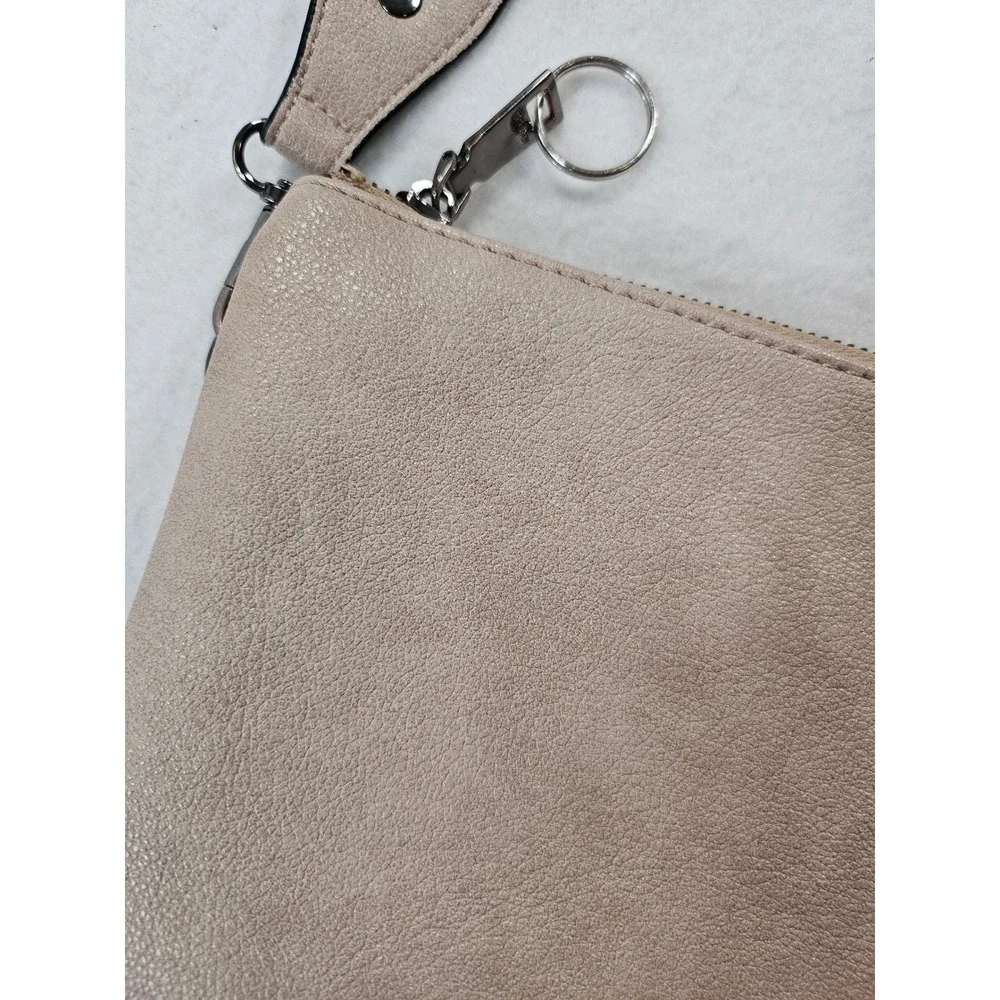 Jen & Co. Taupe Vegan Leather Triple Compartment‎ Crossbody Bag Minimalist Purse