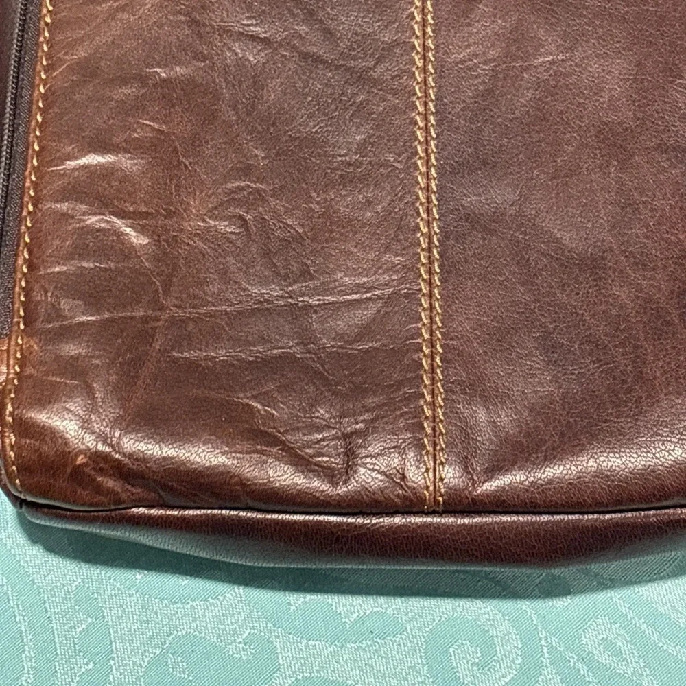 Jack Georges Leather Crossbody Bag Brown‎ Pockets Purse Adjustable Strap