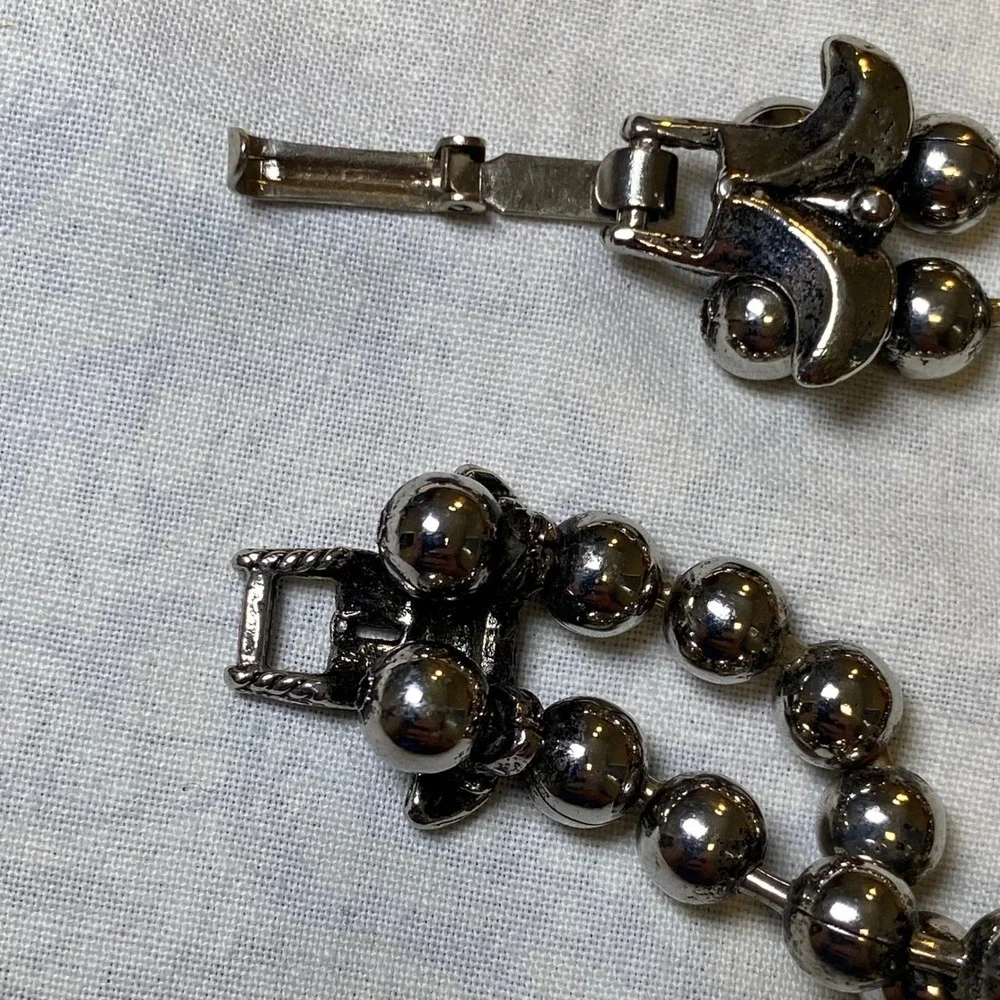 Vintage Southwestern Squash Blossom Style Necklace Turquoise Look Silver Tone‎