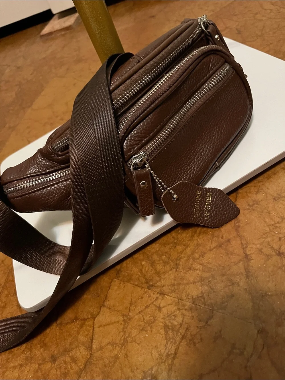 Genuine Leather Womens Fanny Pack Brown