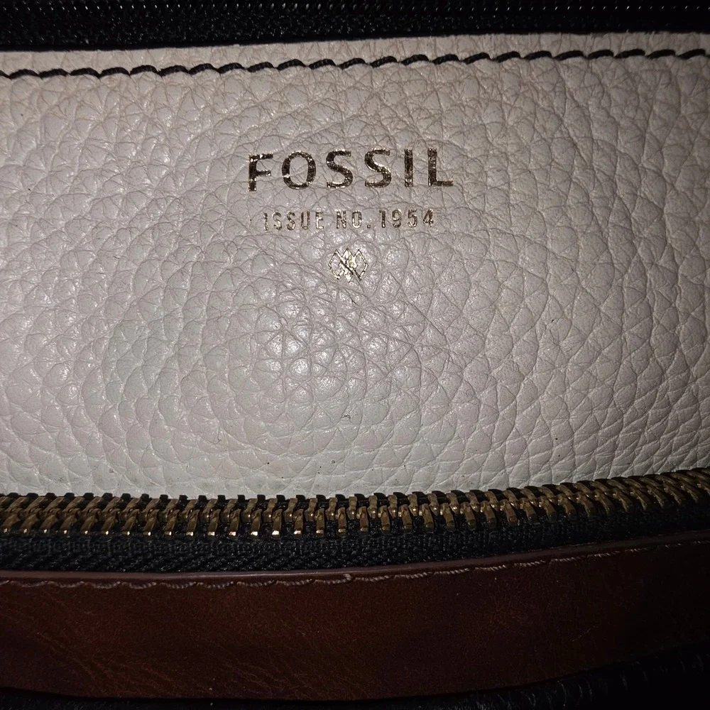 Fossil Colorblock Pebbled Leather‎ Crossbody Bag Black White Brown ZB7268