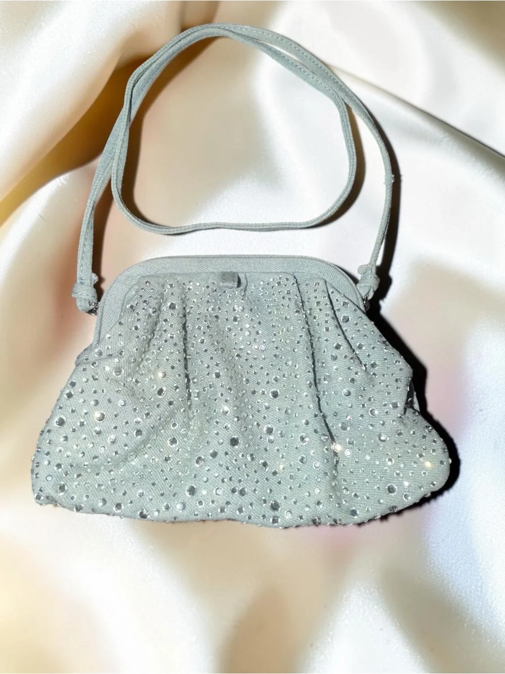 Zara Gray Rhinestone Sparkle Mini Shoulder Bag Evening Purse