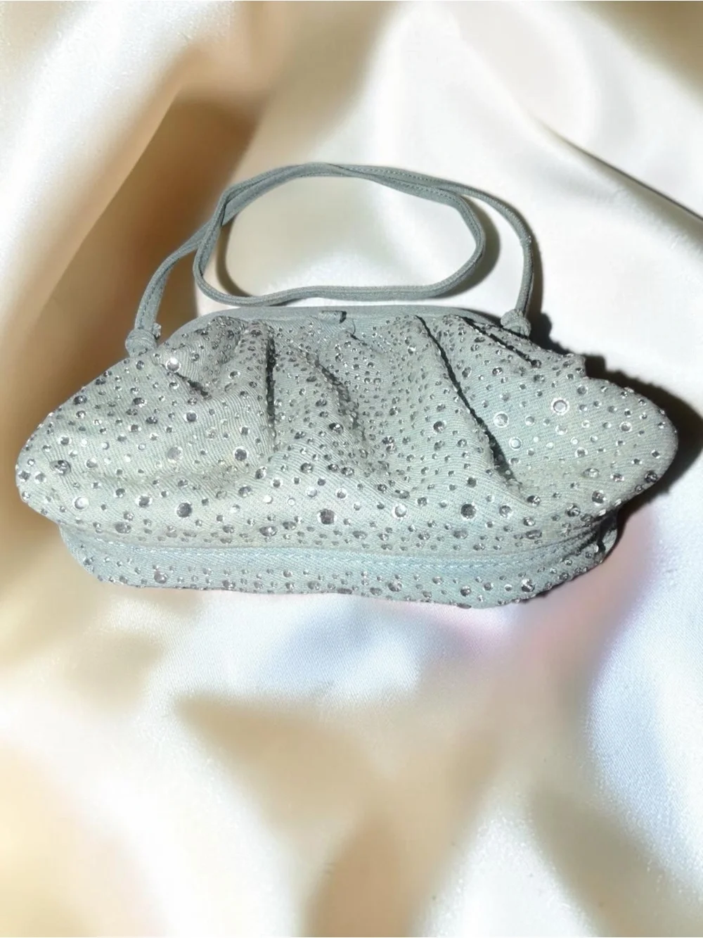 Zara Gray Rhinestone Sparkle Mini Shoulder Bag Evening Purse