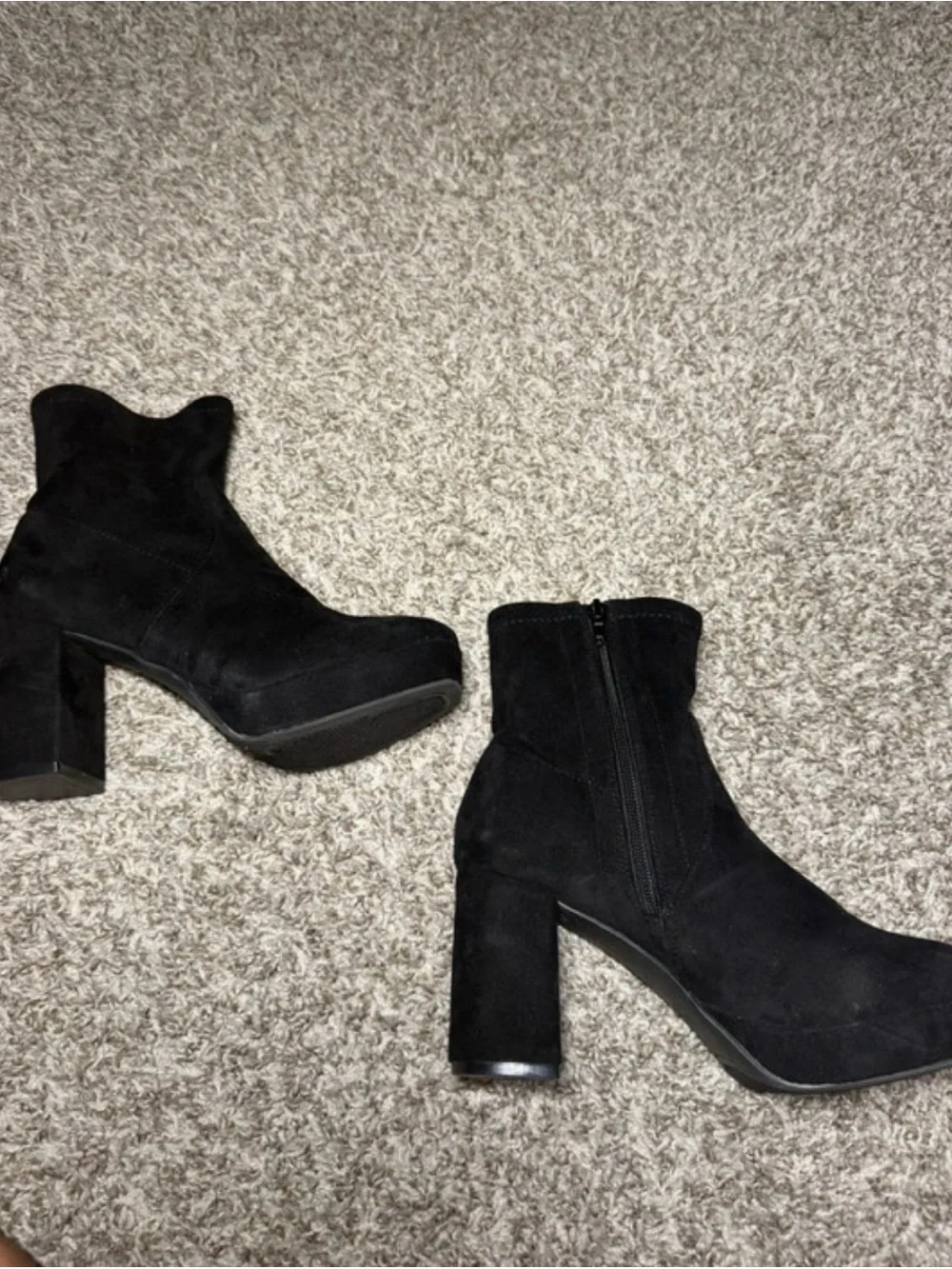 MIA Black Suede Chunky Heel Ankle Booties