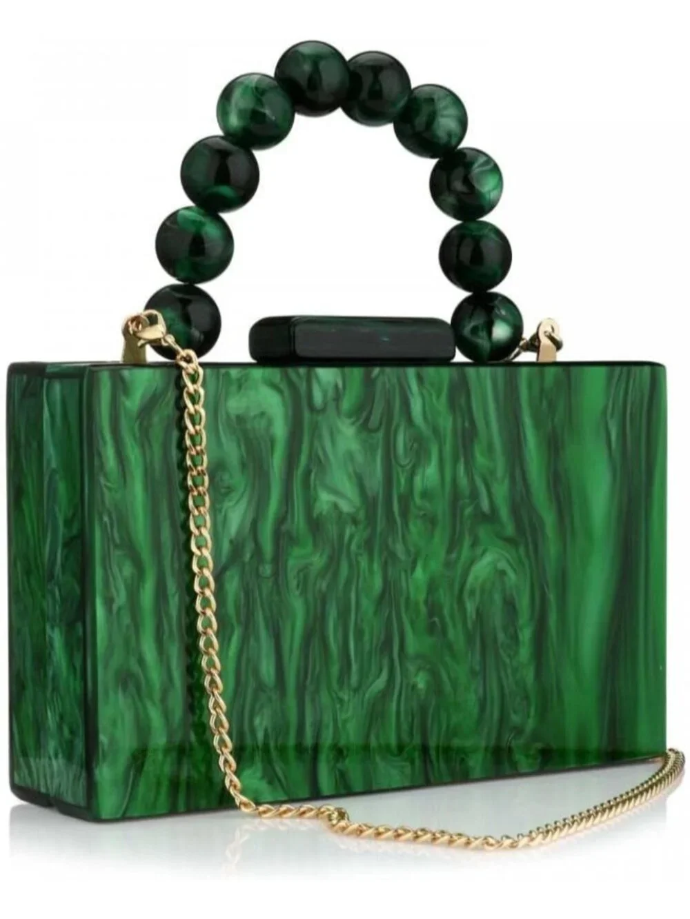 👜Women's Green Crossbody Bag with Pearl Chain Formal Purses with Pearl Chain