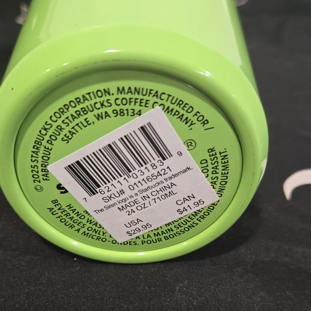 Starbucks 2025 Green Stainless Steel‎ Cold Cup Tumbler 24 oz Twist To Seal
