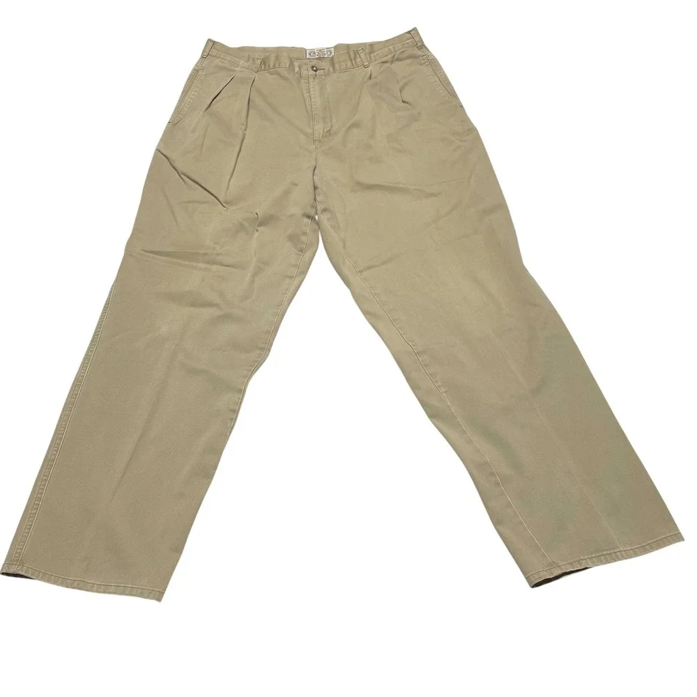 Vtg 90s‎ Abercrombie Fitch Pleated Chino Pants Mens 40x34 Khaki Cotton Baggy Ivy