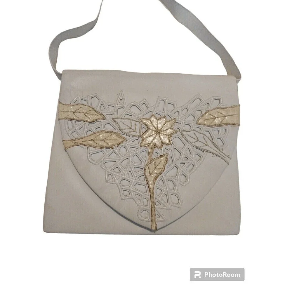 Women's purse andrea pfister Vintage Crossbody bag white Flower