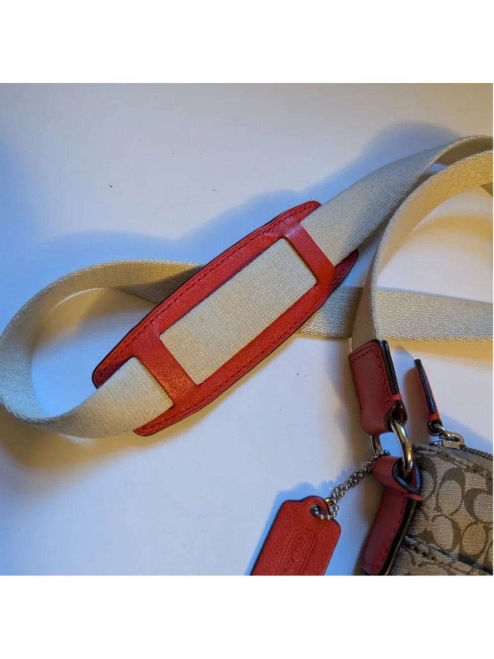 Coach Signature Stripe Swingpack Crossbody Bag In VGUC