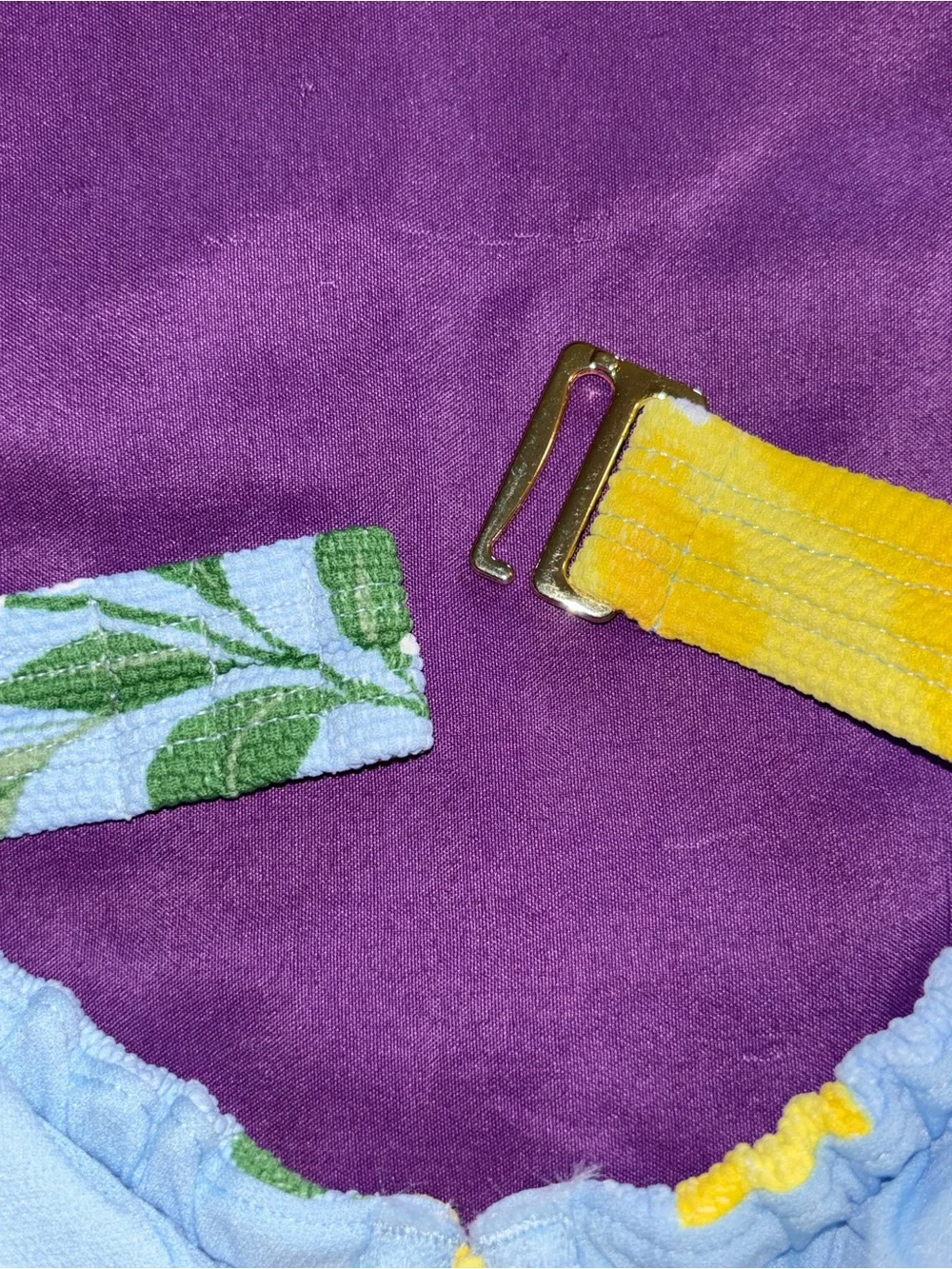 Time and Tru Light Blue & Yellow Lemon Print Tie-Shoulder Bikini