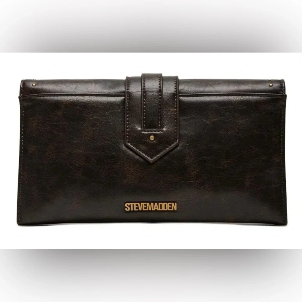 STEVE MADDEN Clutch Crossbody Bag Women's‎  Black Leather