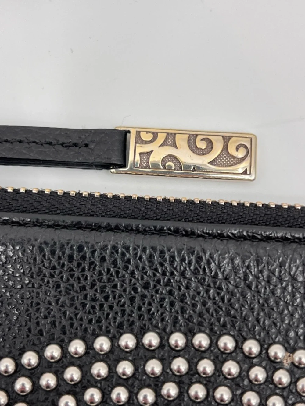 Brighton LOL Studded Black leather Crossbody‎ Bag