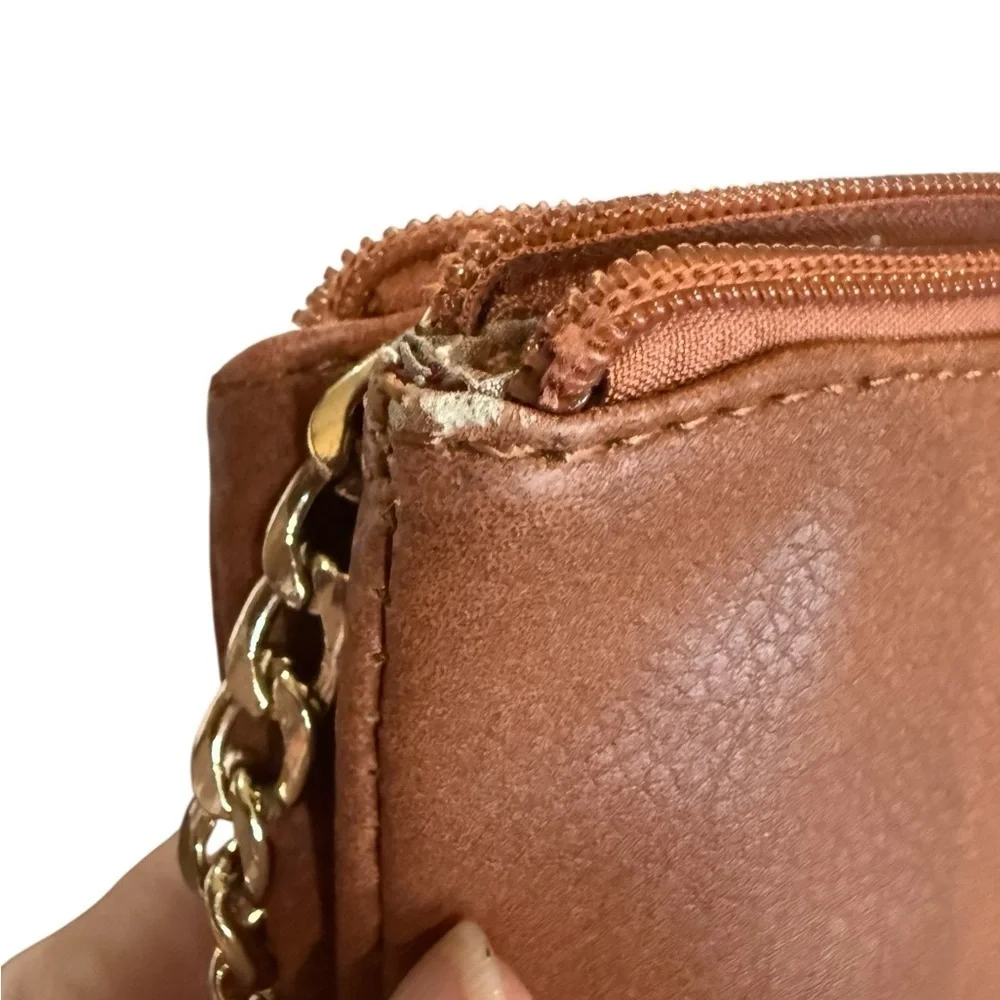 Fringe Leather Crossbody Bag with gold strap by Cato