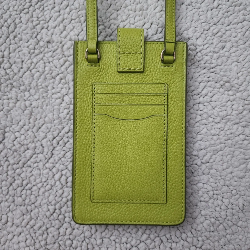 Marc Jacobs Lime Green Pebbled Leather Phone Holder Groove Crossbody