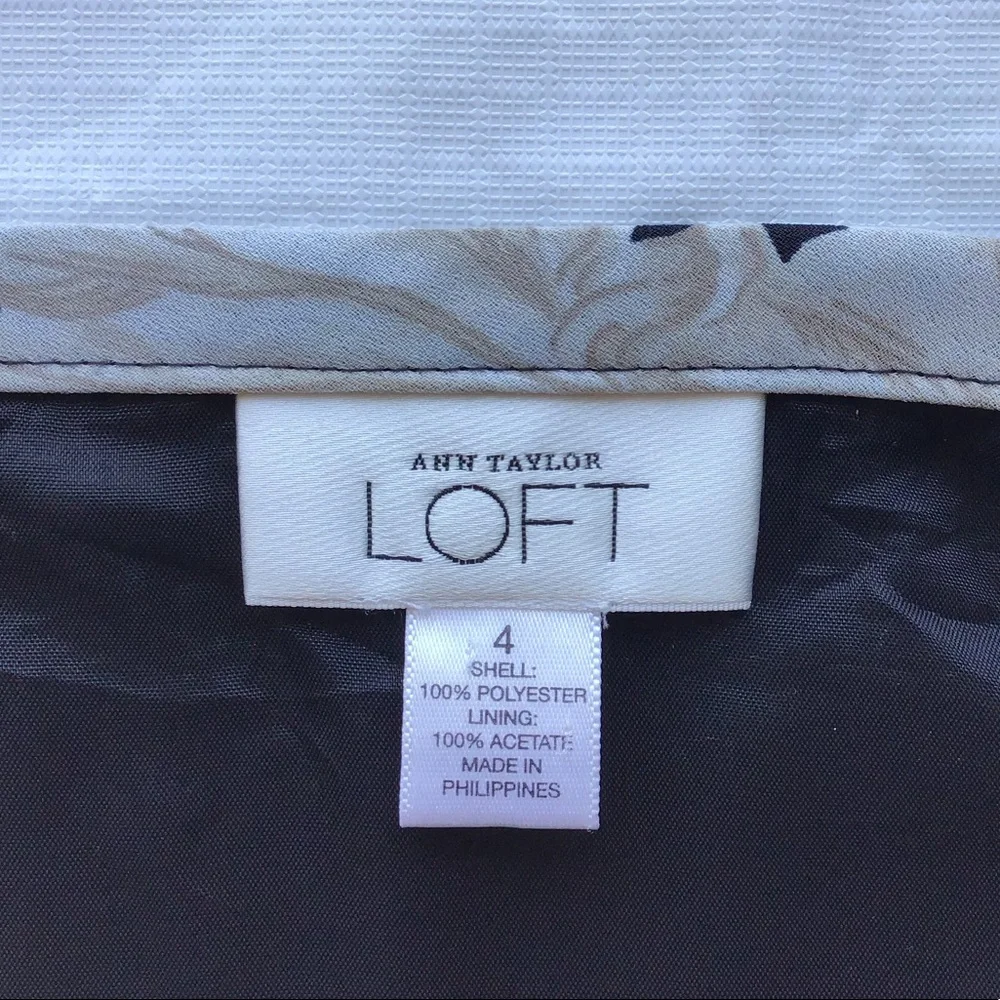 ANN TAYLOR‎ LOFT skirt floral a-line black & white sz 4