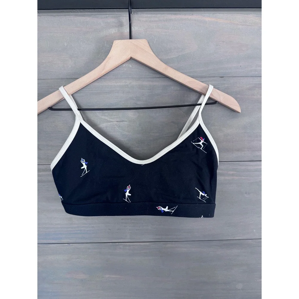 Spiritual‎ Gangster Nirvana Sports Bra Black Skier Print Yoga Top Small