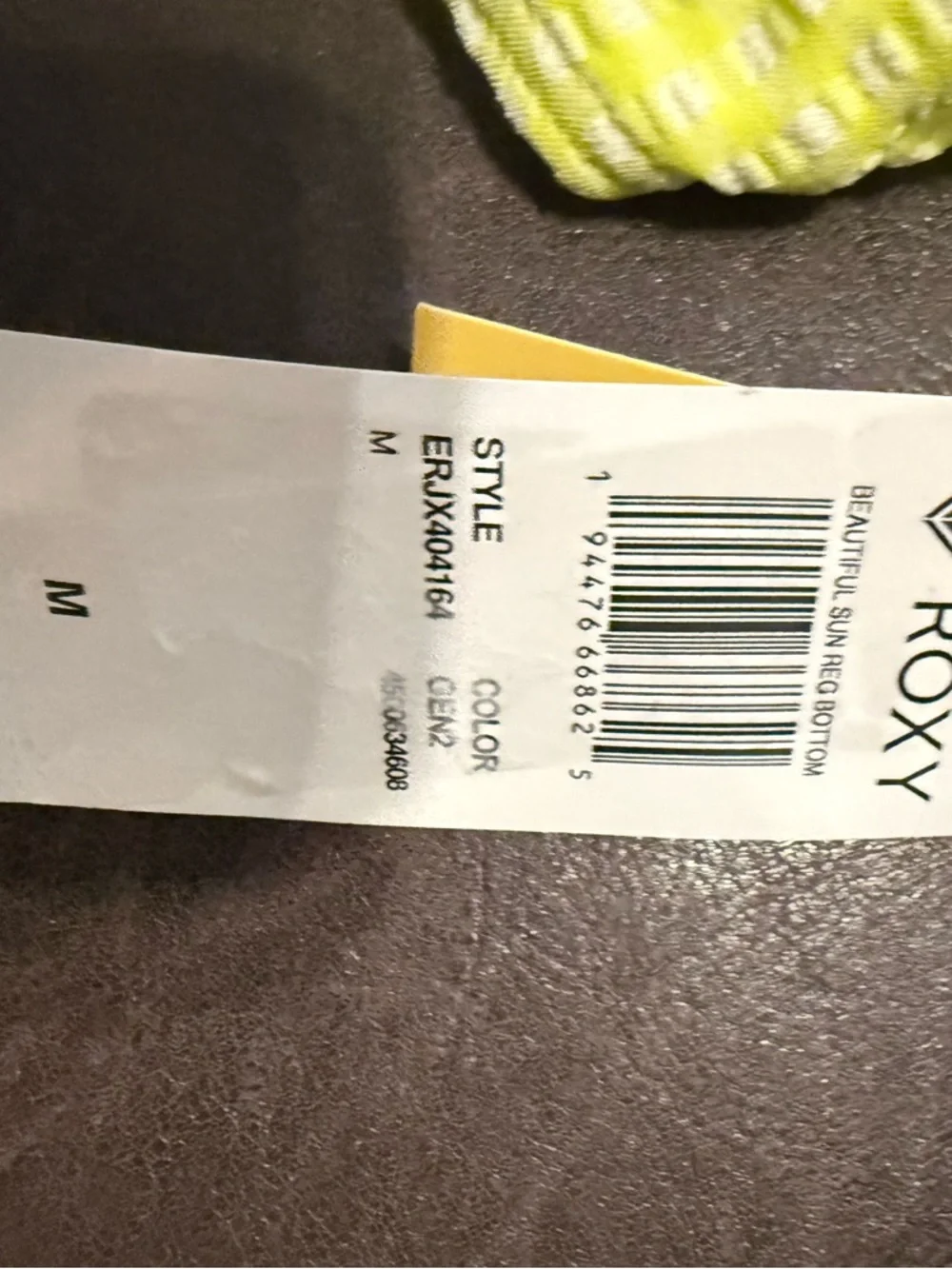 NWT Roxy Yellow Gingham Bikini Bottoms 💛 White Check Swim Size M $50 Retail
